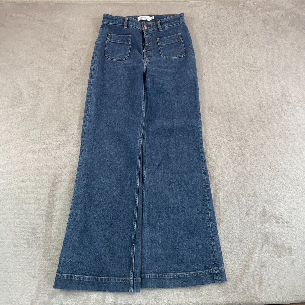 & Other Stories Flared‎ Jeans Women 6 Blue High Waist Patch Pockets NWOT
